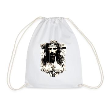 jesus bible christian religion christian cross christian - Drawstring Bag - white - Front