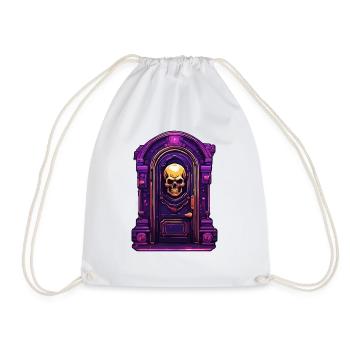 Door Knocker / Skull / Bell / Antique / Old - Drawstring Bag - white - Front