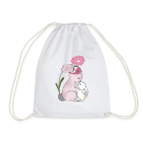 Süßes Hasendesign Mutter mit Kind - Drawstring Bag