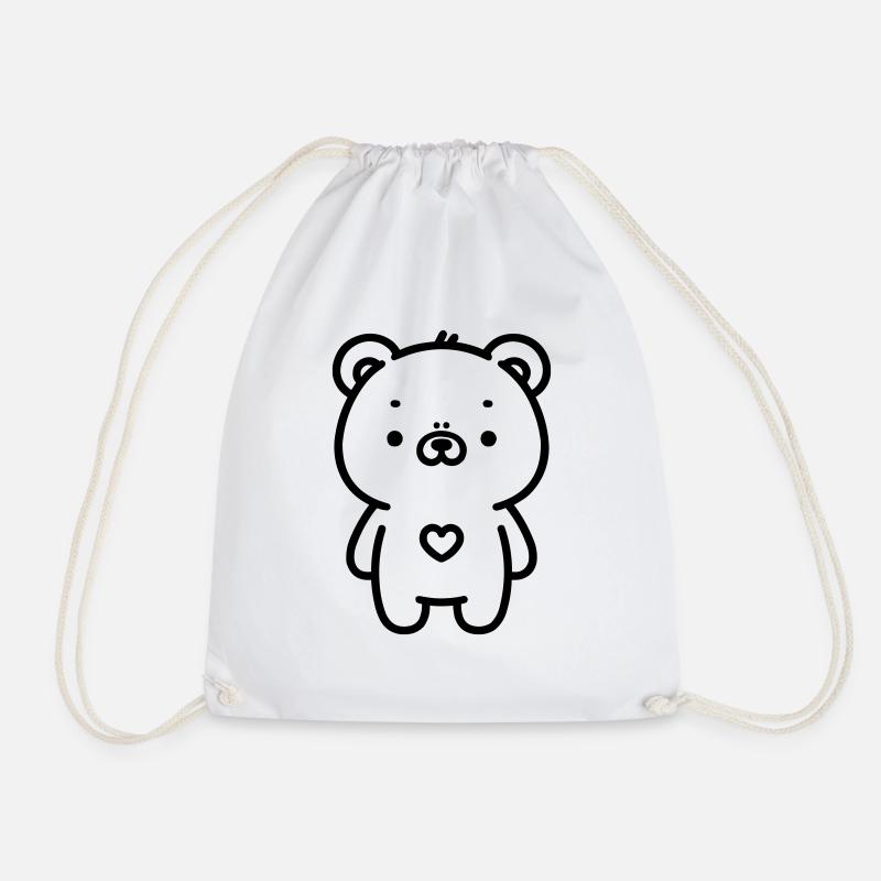 Bear - Drawstring Bag - white