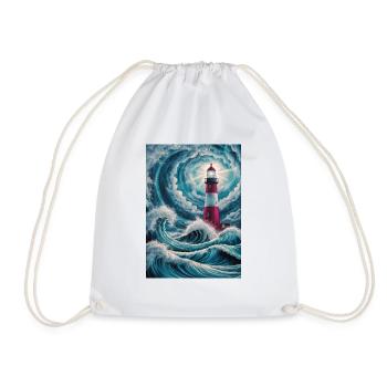 Lighthouse Sailing Shipping Ocean Light - Drawstring Bag - white - Front