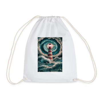 Lighthouse Sailing Shipping Ocean - Drawstring Bag - white - Front
