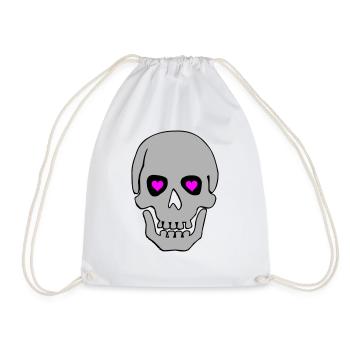 skull in love 02 - Drawstring Bag - white - Front