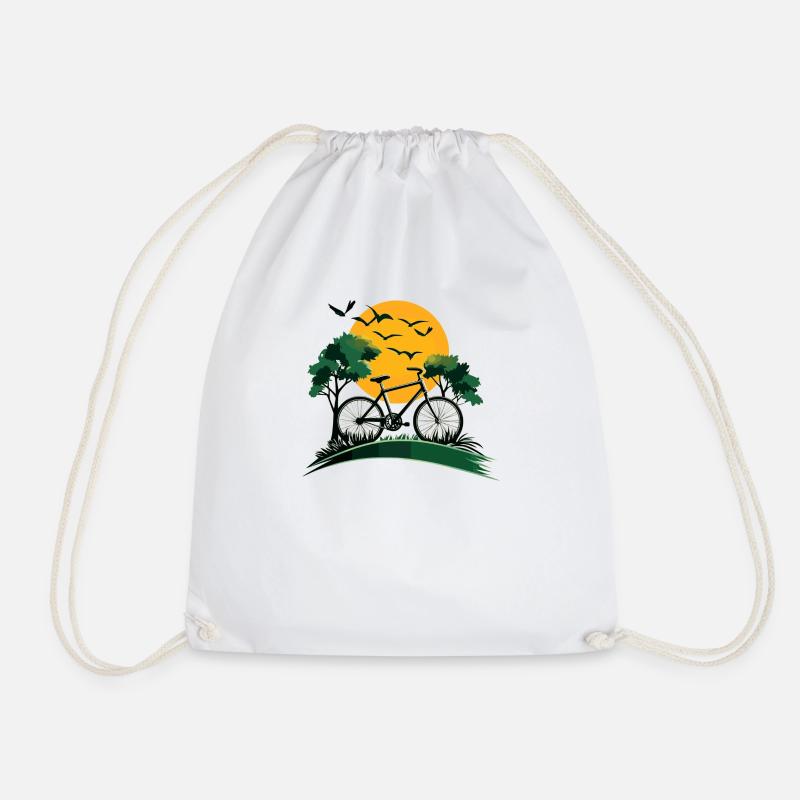 Bicycle in the sunset - Drawstring Bag - white