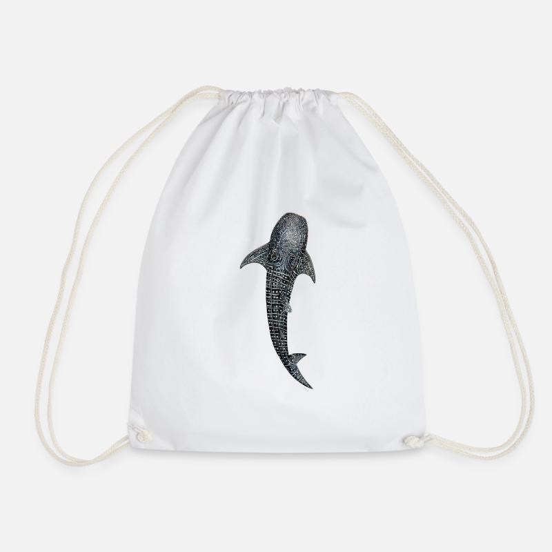 Whale shark design for divers, fishermen - Drawstring Bag - white