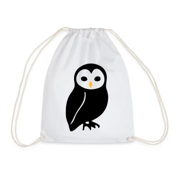 Owl - Drawstring Bag - white - Front