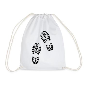 Bottes de randonnée, empreintes de pas - Sac de sport léger - blanc - Devant