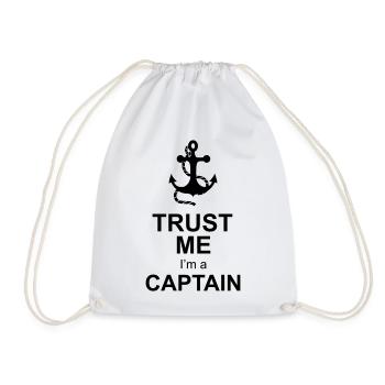 captain anchor - Drawstring Bag - white - Front
