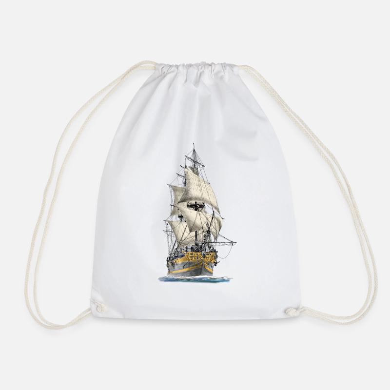 Segelschiff - Turnbeutel - Weiß