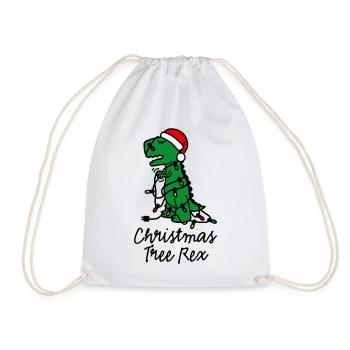 Christmas tree rex ugly xmas lights dinosaur - Drawstring Bag - white - Front