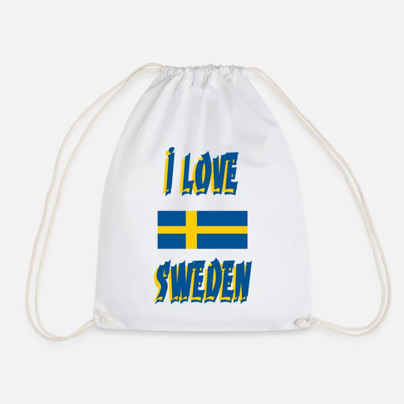 Love Sweden Flags Design - Drawstring Bag - white