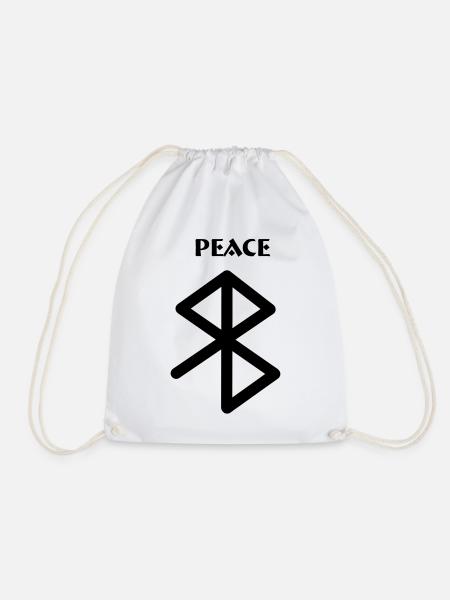 Peace Viking Runen mit Text PEACE - Turnbeutel - Weiß