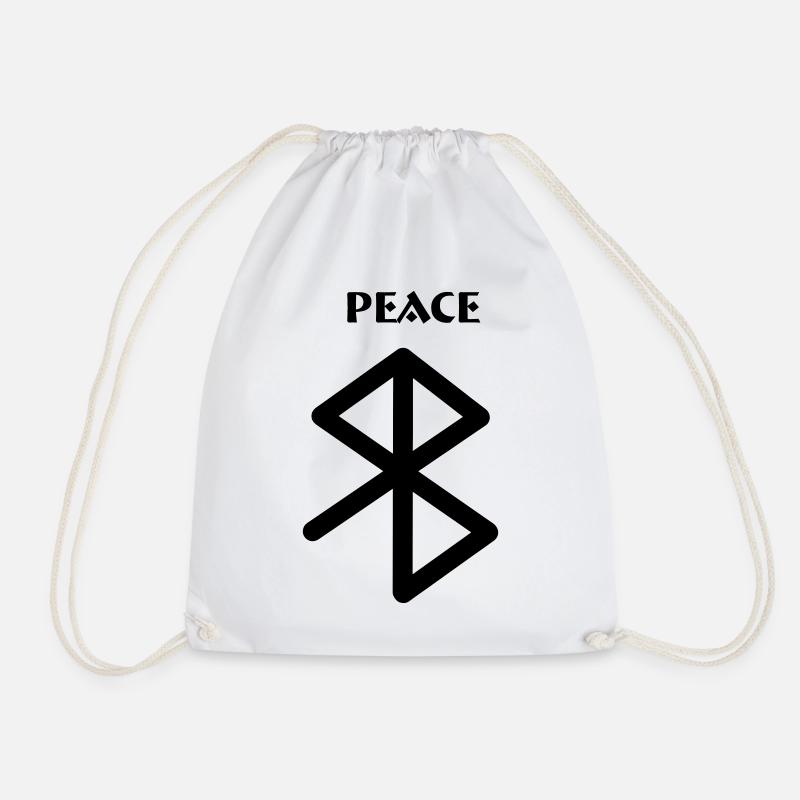 Peace Viking Runen mit Text PEACE - Turnbeutel - Weiß