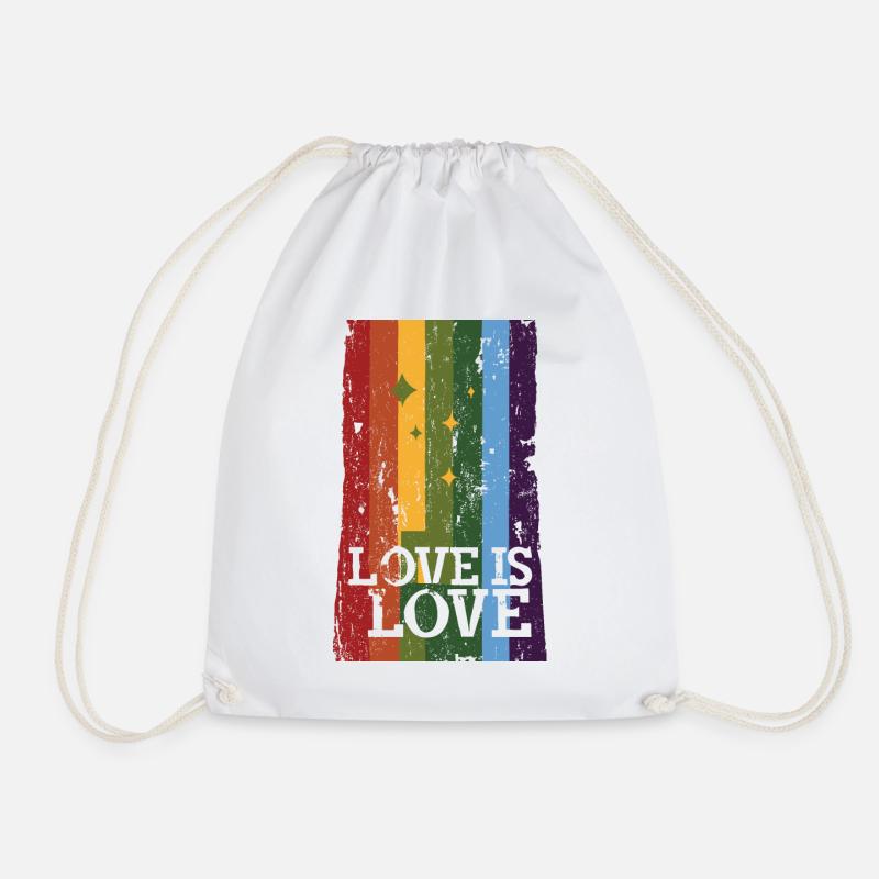 Distressed Pride Flag, Love is Love - Turnbeutel - Weiß