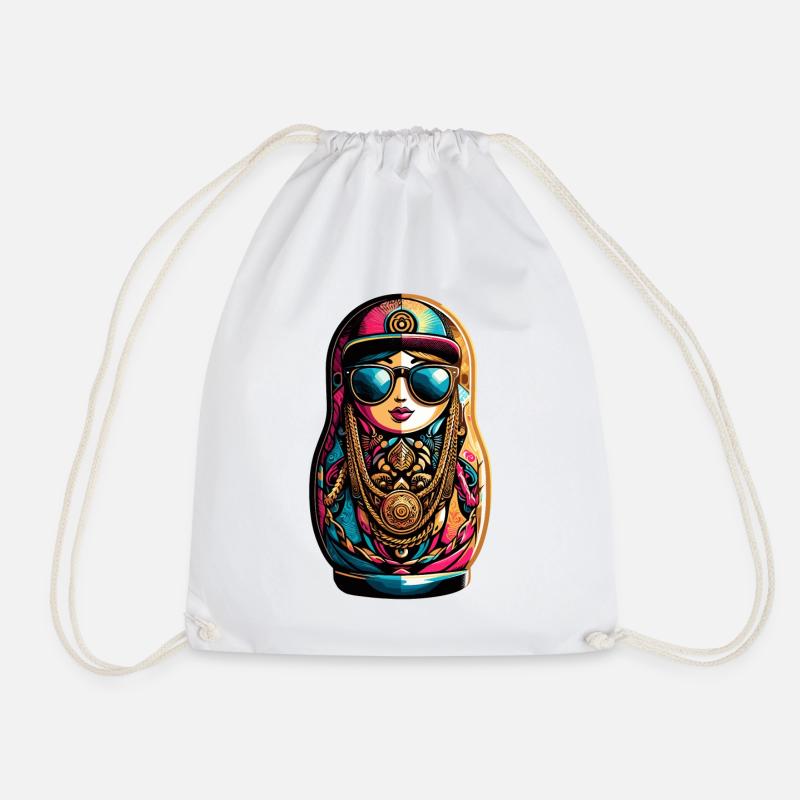 Matrjoschka cool Sonnenbrille Cappy Kette Geschenk - Turnbeutel - Weiß