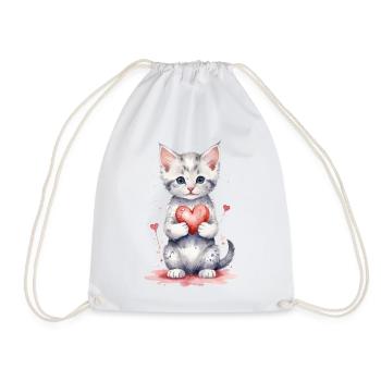 Chat mignon avec un cœur - Purrfect Love - Sac de sport léger - blanc - Devant
