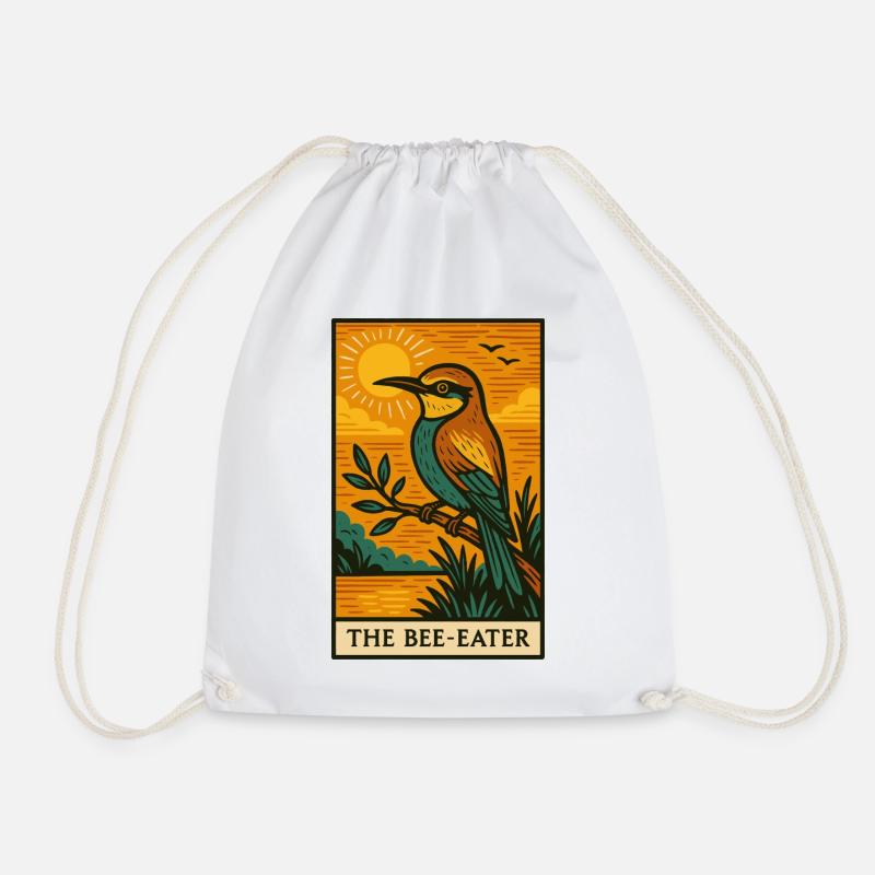 The Bee-Eater Sunset Illustration - Drawstring Bag - white