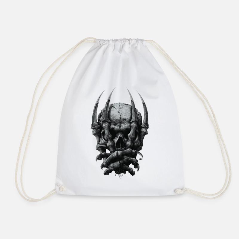 Dark Gothic Skull - Drawstring Bag - white