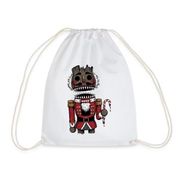 Dark Nutcracker Horror Christmas Gothic - Drawstring Bag - white - Front