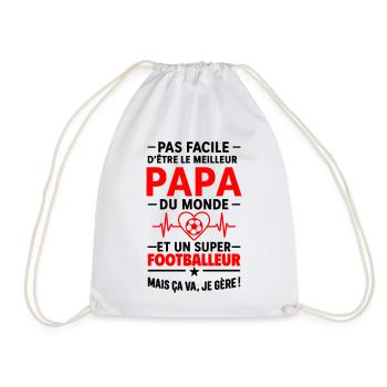 Cœur + Football – Super Papa Footballeur - Sac de sport léger - blanc - Devant