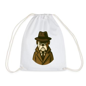 Détective Bouledogue en trench-coat classique du noir - Sac de sport léger - blanc - Devant