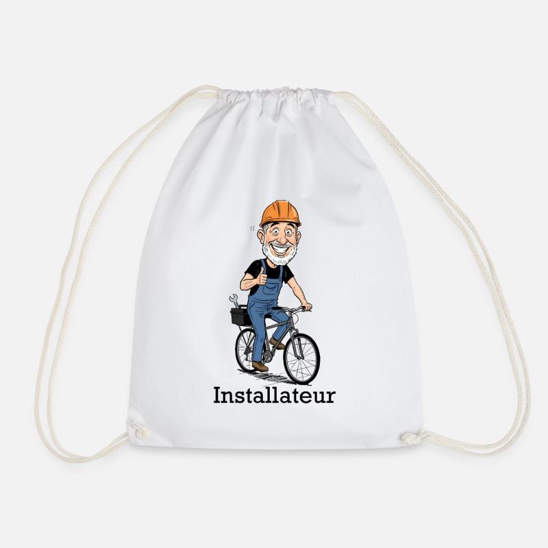 Bauarbeiter Fahrradheld - Turnbeutel - Weiß