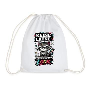 Keine Laune aber voll im Look Waschbär Spruch - Turnbeutel - Weiß - Vorne