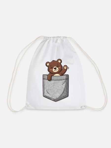 Teddybär aus der Tasche - Turnbeutel - Weiß