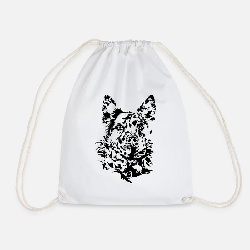 MUDI Hungarian Shepherd Dog Wilsigns Dog Dogs - Drawstring Bag - white