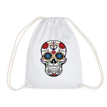 pretty pattern skull skull skull colored style - Drawstring Bag - white - Front