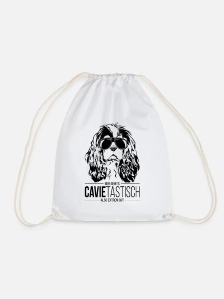 CAVIETASTISCH Cavalier King Charles Spaniel Hunde - Turnbeutel - Weiß