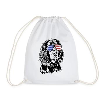 GORDON SETTER America Flag USA Hunting Dog Wilsigns - Drawstring Bag - white - Front