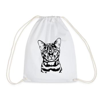 Bengal Bengal Cat Portrait Pedigree Cat Wilsigns - Drawstring Bag - white - Front