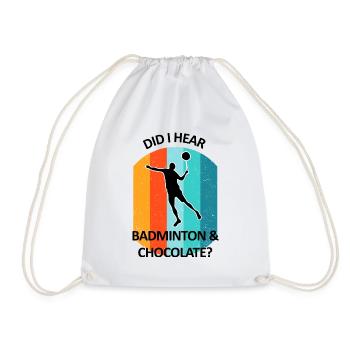 Badminton, Badminton, Badminton, Chocolate - Drawstring Bag - white - Front