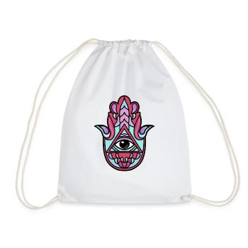 Hamsa Hand Geschenk Idee - Turnbeutel - Weiß - Vorne
