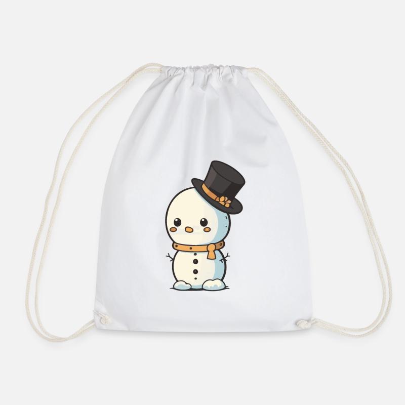 Snowman - Drawstring Bag - white