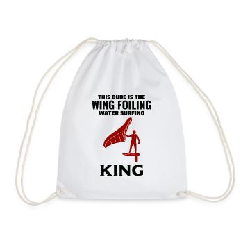 Wing Foiling Hydrofoil Surfing Surf Water Sport - Drawstring Bag - white - Front
