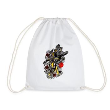 Fleurs de ligne blanche noire Accents jaunes - Sac de sport léger - blanc - Devant