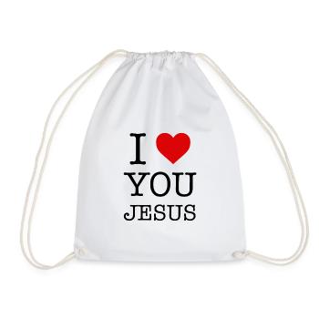 I Love You Jesus - I Heart You Jesus - Drawstring Bag - white - Front