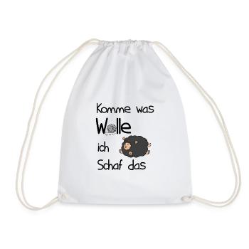 knitting ladies tshirt sheep gift idea - Drawstring Bag - white - Front