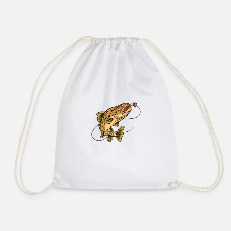 Angler Geschenk Forellen Angeln Regenbogenforelle - Turnbeutel - Weiß