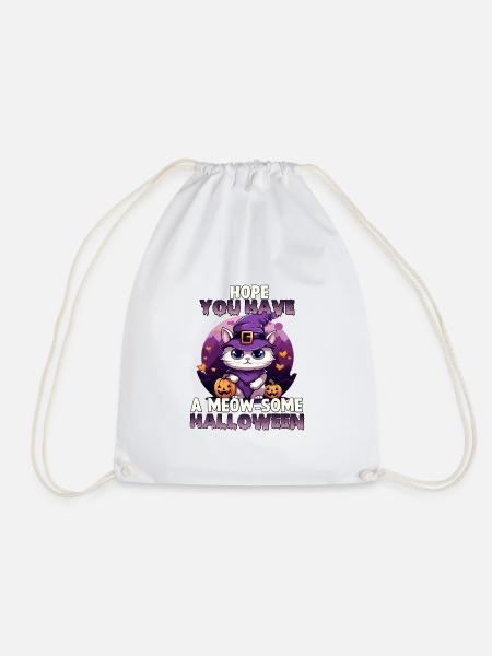 Halloween Katzen Kostüm für Halloween Geschenk - Turnbeutel - Weiß