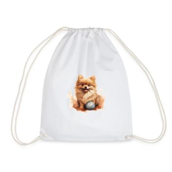 Süßes Zwergsitz Pomeranian T Hundehalter Gassi - Turnbeutel - Weiß - Vorne