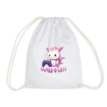 Axolotl T Kawaii Axolotl Gaming amphibians Axolotl - Drawstring Bag - white - Front