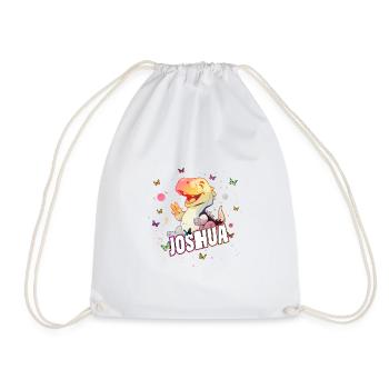 JOSHUA - Beautiful boy name with cute DINO T-REX - Drawstring Bag - white - Front