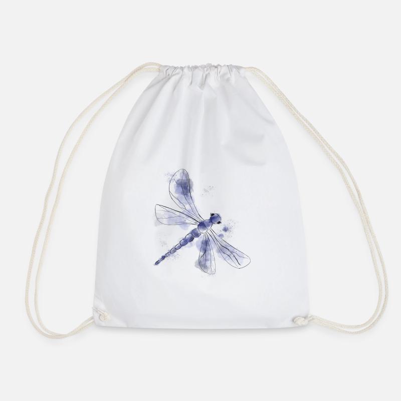 Blaue Libelle - Turnbeutel - Weiß
