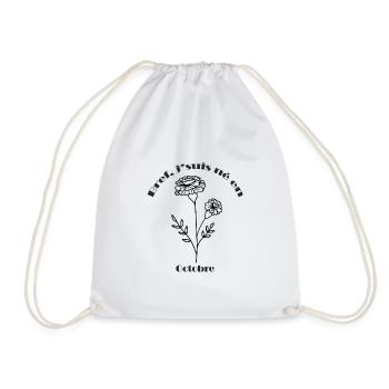 Cadeau d'Anniversaire - Fleur de Naissance Octobre - Sac de sport léger - blanc - Devant