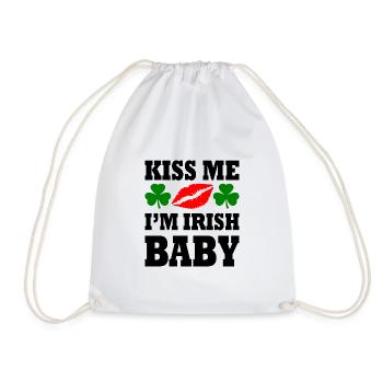 kiss me im irish baby - Drawstring Bag - white - Front