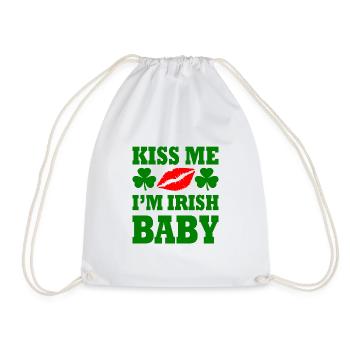 kiss me im irish baby - Drawstring Bag - white - Front