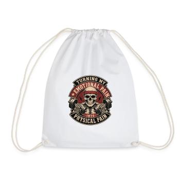 Turning My Emotional Pain Into Physical Pain Gym - Drawstring Bag - white - Front